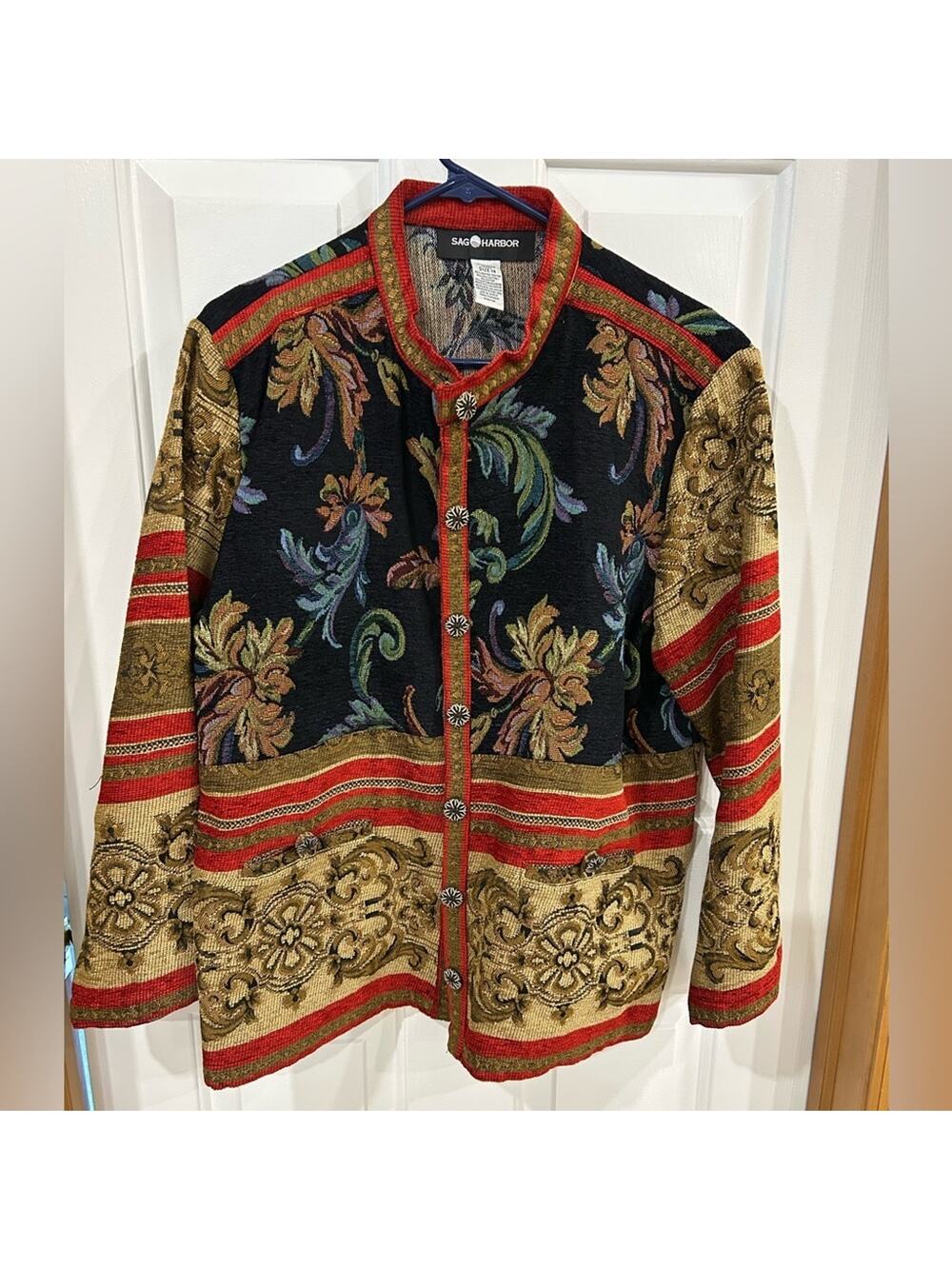 Sag Harbor vintage boho streetwear tapestry jacket victorian brocade pattern 14